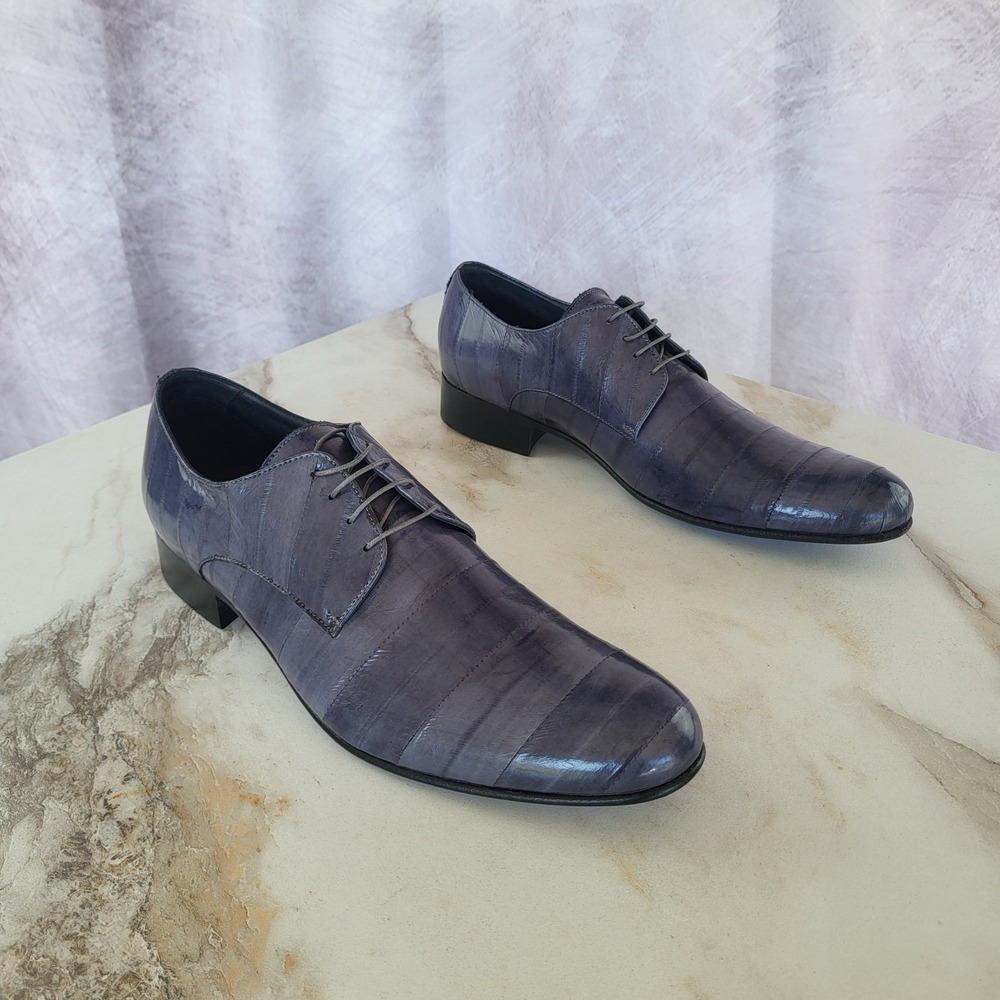 Kenneth Cole ITALY Genuine EEL Derby Shoes Men's Size 10.5 M Gray